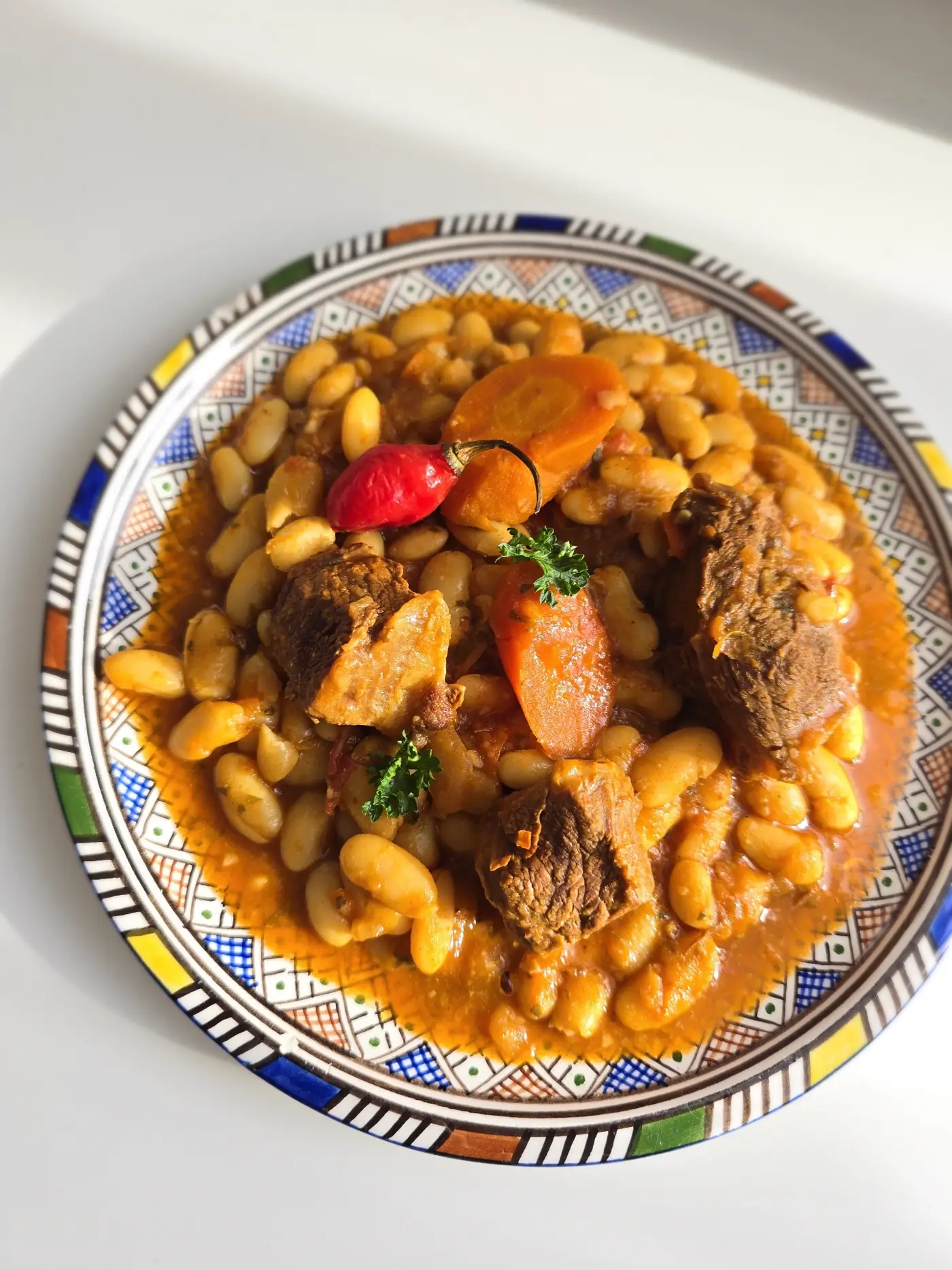 Ragoût de haricots blancs au bœuf et carottes